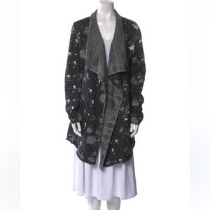 Skull Cashmere Women Black Cardigan Long Sweater Large Skull Small